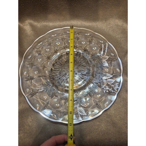 Vintage Silver City Glass Silver Overlay Rased 11" Round Platter - Picture 11 of 11